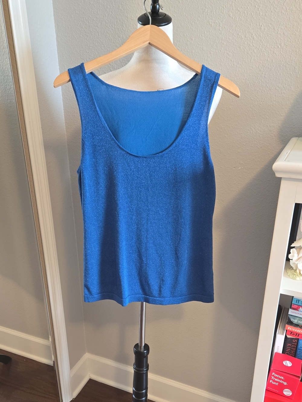 Blue Sleeveless Knit Tank Top